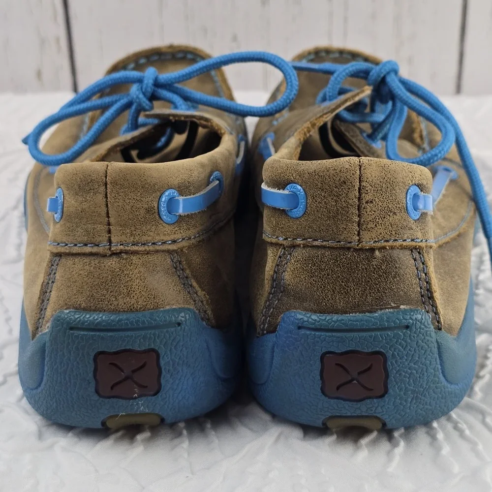 Twisted X Boat‎ 4.5M Driving Shoes Moc Bomber YDM0016 Brown Turquoise Leather